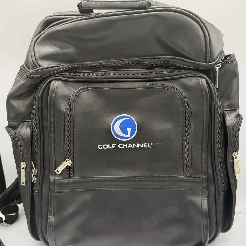 Toppers Golf Channel Black Faux Leather Backpack